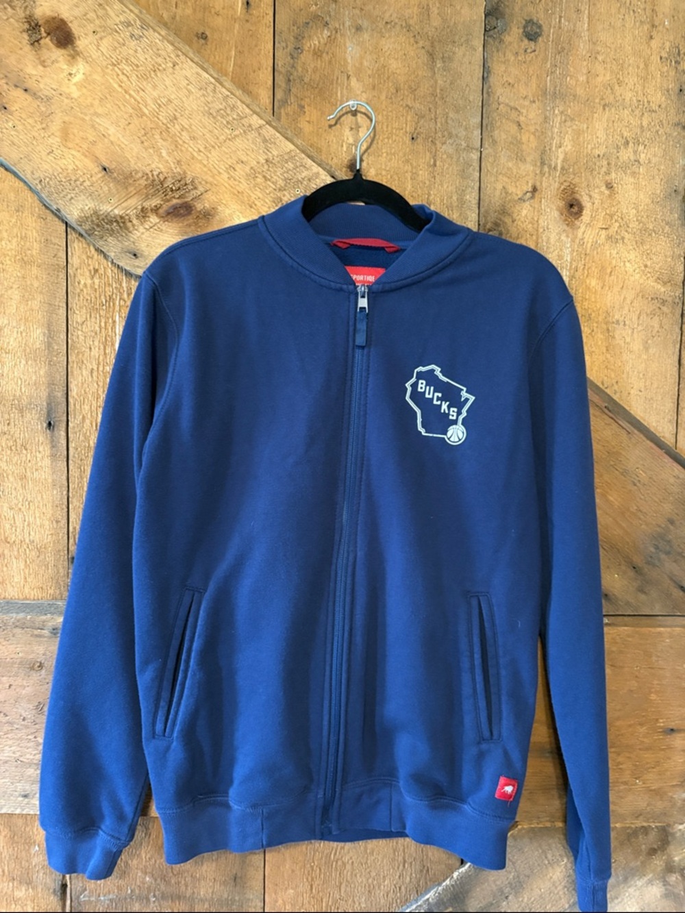 Sportiqe Milwaukee Bucks‎ Mens Navy Full Zip Bomber Sweatshirt Jacket Small